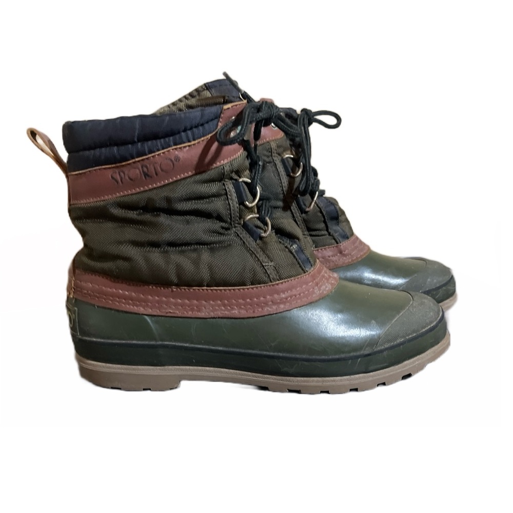 Vintage SPORTO Boots Womens 10 CLASSIC Ankle Green Duck Leather Thermolite